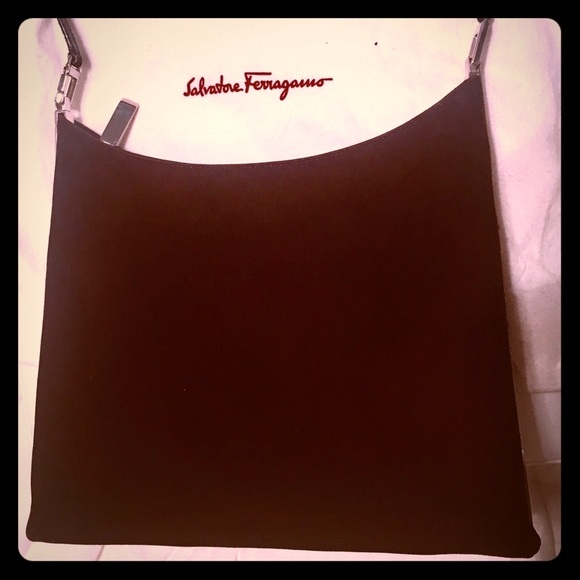 💯 Salvatore Ferragamo suede dark brown purse 👜♥️